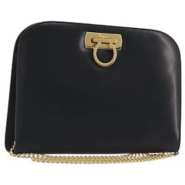 Salvatore Ferragamo Vintage Gancini Chain Leather Medium Noir