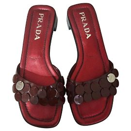 Vintage Prada slide mules paillettes y2k Red