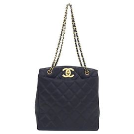 Borsa a tracolla Chanel in pelle di vitello martellata nera Nero