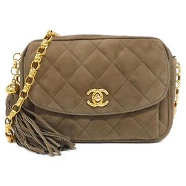 Bolsa de ombro Chanel em camurça castanho claro Castanho claro