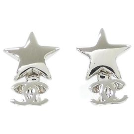 Pendientes de botón Chanel ABH471 Silver Plata
