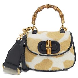 Gucci BAMBOO 1947 Handbag White Beige