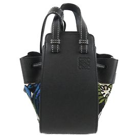 Bolsa de mão Loewe preta de couro e tecido Preto