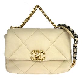 Chanel 19 Flap Quilted Leather Medium Beige