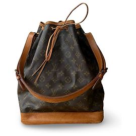 Bolsa Louis Vuitton Noé Bege de Couro e Tecido Bege