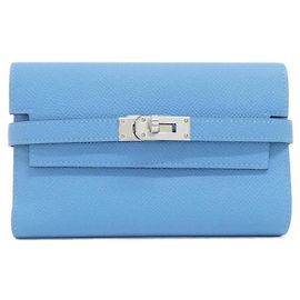 Hermès Hermes Kelly Depliant Medium Verso Wallet Blue