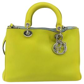 Christian Dior Diorissimo Tote em pele de vitelo lisa Medium Amarelo
