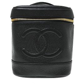 Chanel Vintage Timeless Cosmetic Case Caviar Small Noir