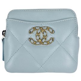 Chanel Light Blue Leather Coin Purse Light blue