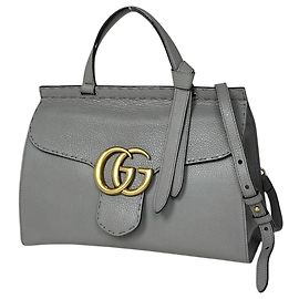 Gucci GG Marmont 2-Way Leather Handbag Grey