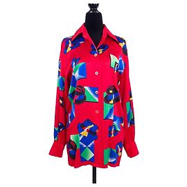 Escada camisa de seda com golas 1990s Multicor