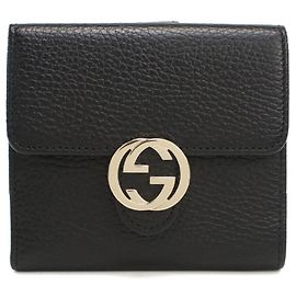 Gucci Black Leather Bi-Fold Wallet Black