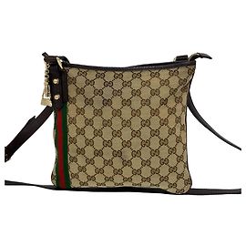 Gucci Sherry Line GG Pattern Shoulder Bag Brown Red Green