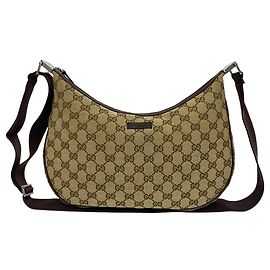 Borsa a tracolla Gucci in tela e pelle marrone Marrone