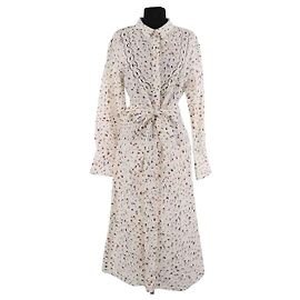 Autre Marque Vestido de algodão trançado ecru Cru