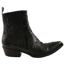 Sartore Black Leather Western Boots Black