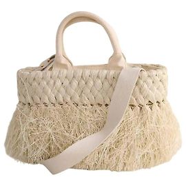 Borsa tote Prada in vimini beige Beige