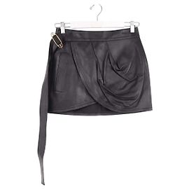 Minissaia de couro preta Louis Vuitton Preto