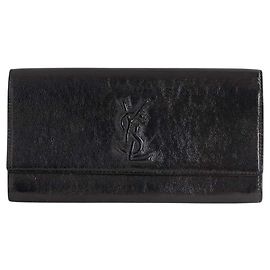Yves Saint Laurent Black Leather Clutch Bag Black