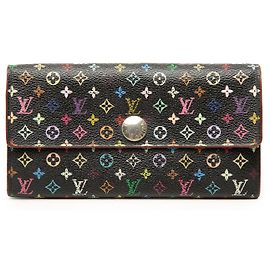 Cartera larga Sarah Louis Vuitton Monogram Multicolore negra Negro