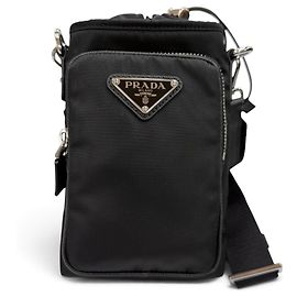 Prada Nylon Leather Shoulder Bag Black