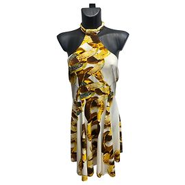 Roberto Cavalli Chain Print Halterneck Mini Dress - Size XL Other