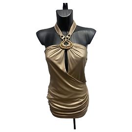 Mini abito con scollo all'americana e arricciature oro metallizzato Emilio Pucci Altro