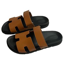 Hermès Chypre Leather Sandals Brown