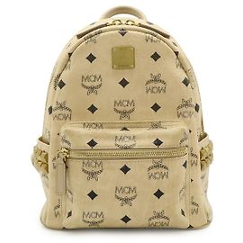 MCM Visetos Coated Canvas Backpack Beige