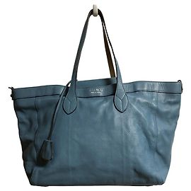 Autre Marque ADMJ Leder Tote Bag Blau