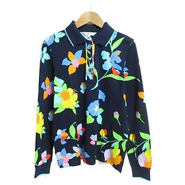 Autre Marque LEONARD SPORT Polo a maniche lunghe con stampa floreale Blu Blu navy