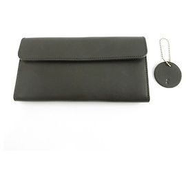 Autre Marque REEL Leather Long Wallet Black
