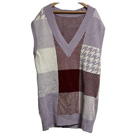 Autre Marque Grace Class Block Check Strickweste Lila Lavendel