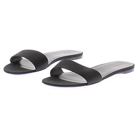 The Row Black Leather Mules Black