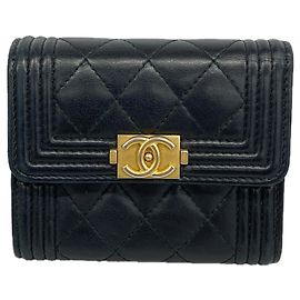 Chanel Boy Tri-fold Wallet Black