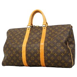 Louis Vuitton Brown Boston Monogram Keepall 45 Marrone
