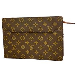 Louis Vuitton Monogram Pochette Homme Clutch Bag Brown