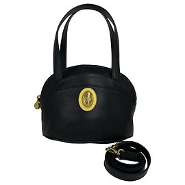 Christian Dior Vintage CD Logo Hardware Leather 2-Way Shoulder Bag Black