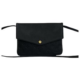 Bolsa de Ombro Louis Vuitton Twice Monogram Empreinte Leather Preto