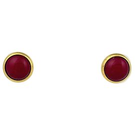 Hermès Boucles d'oreilles rondes Hermes Eclipse Rouge Doré