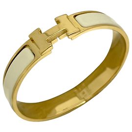 Hermès Bracelet Jonc Hermes Clic H Doré Écru