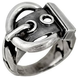 Hermès Hermes Boucles Sellier Band Ring Silber