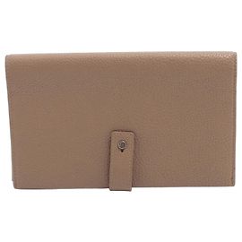 Yves Saint Laurent Bi-Fold Leather Long Wallet Beige