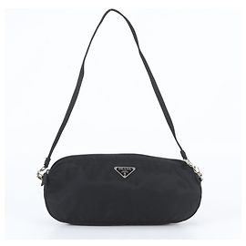 Bolsa de ombro Prada em nylon Tessuto com logótipo triangular Preto