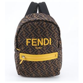 Fendi Zucca Leather Backpack Brown Yellow