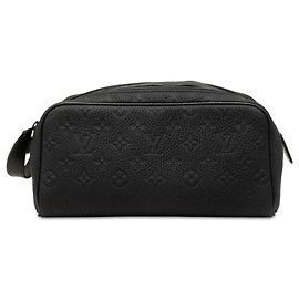 Louis Vuitton Black Monogram Shadow Locker Dopp Kit Clutch Negro