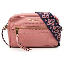 Bolsa Camera Miu Miu em pele de cabra Madras rosa Rosa