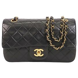 Chanel Black Small Classic Lambskin Double Flap Noir