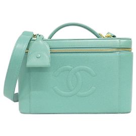 Bolsa Chanel em couro de bezerro granulado verde Verde