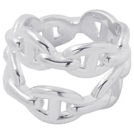 Hermès Anello Hermes Chaine d'Ancre Enchainee Double Row Argento